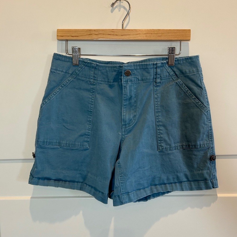 Magellan Outdoors Women Size 10 Teal Blue Cargo‎ Shorts Hiking Casual Outdoor